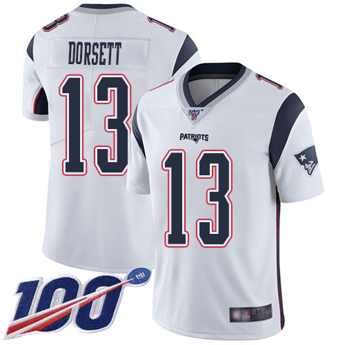 New England Patriots Football #13 Vapor Untouchable 100th Season Limited White Men Phillip Dorsett Road NFL Jersey->youth nfl jersey->Youth Jersey